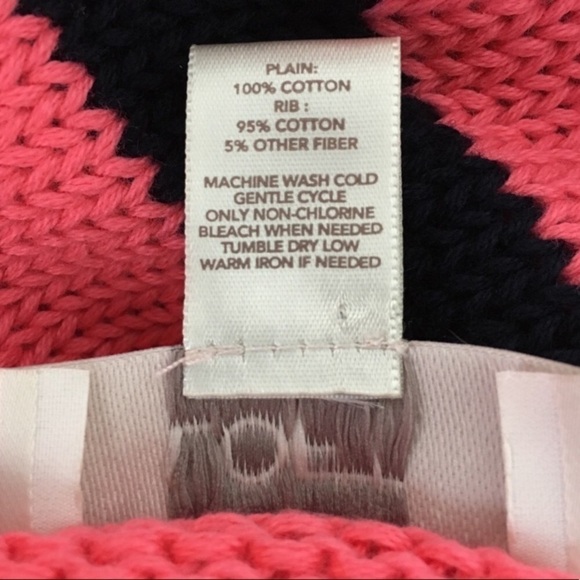 LOFT Sweater Striped Colorblock Crew Neck Pink Navy Minimalist Preppy Medium - Picture 6 of 6